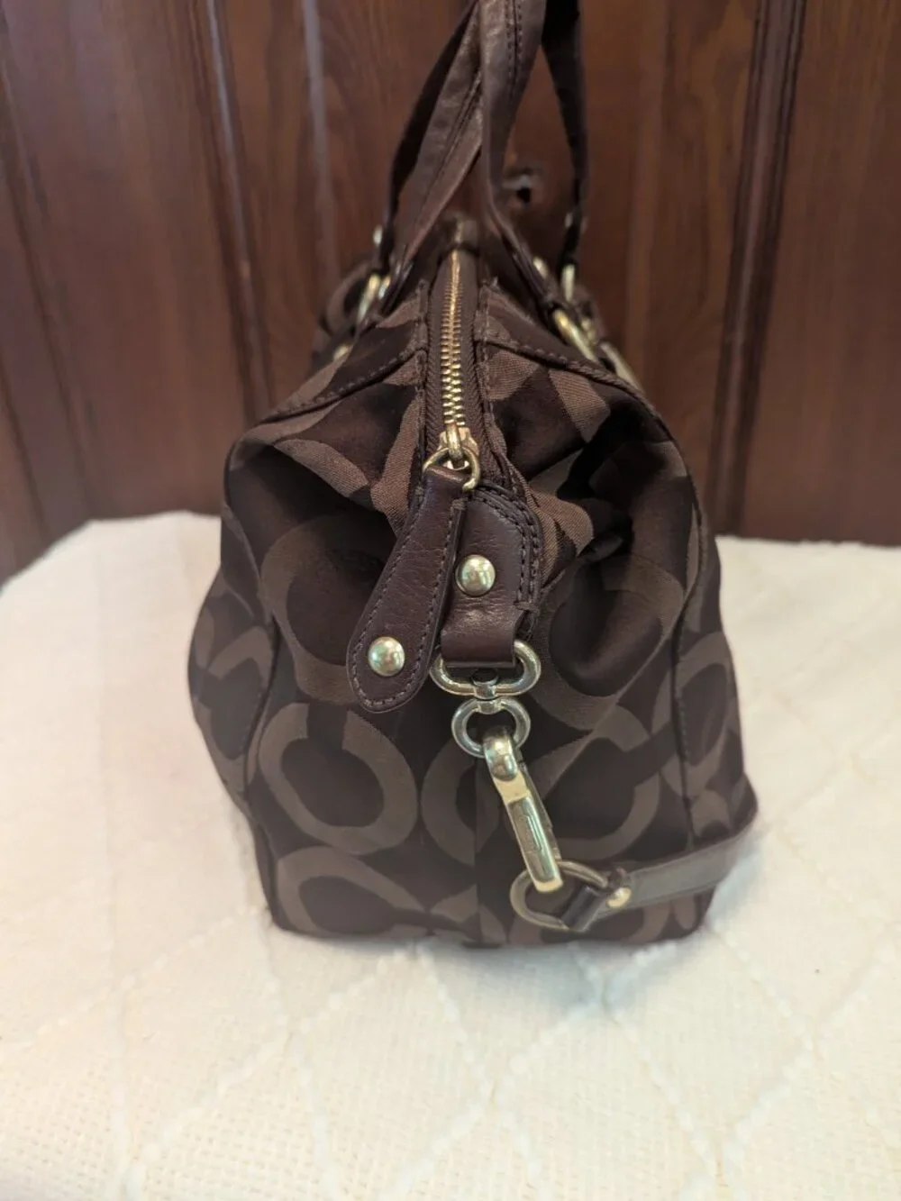 COACH Brown 14294 MADISON AUDREY OP ART SATCHEL SHOULDER BAG HANDBAG